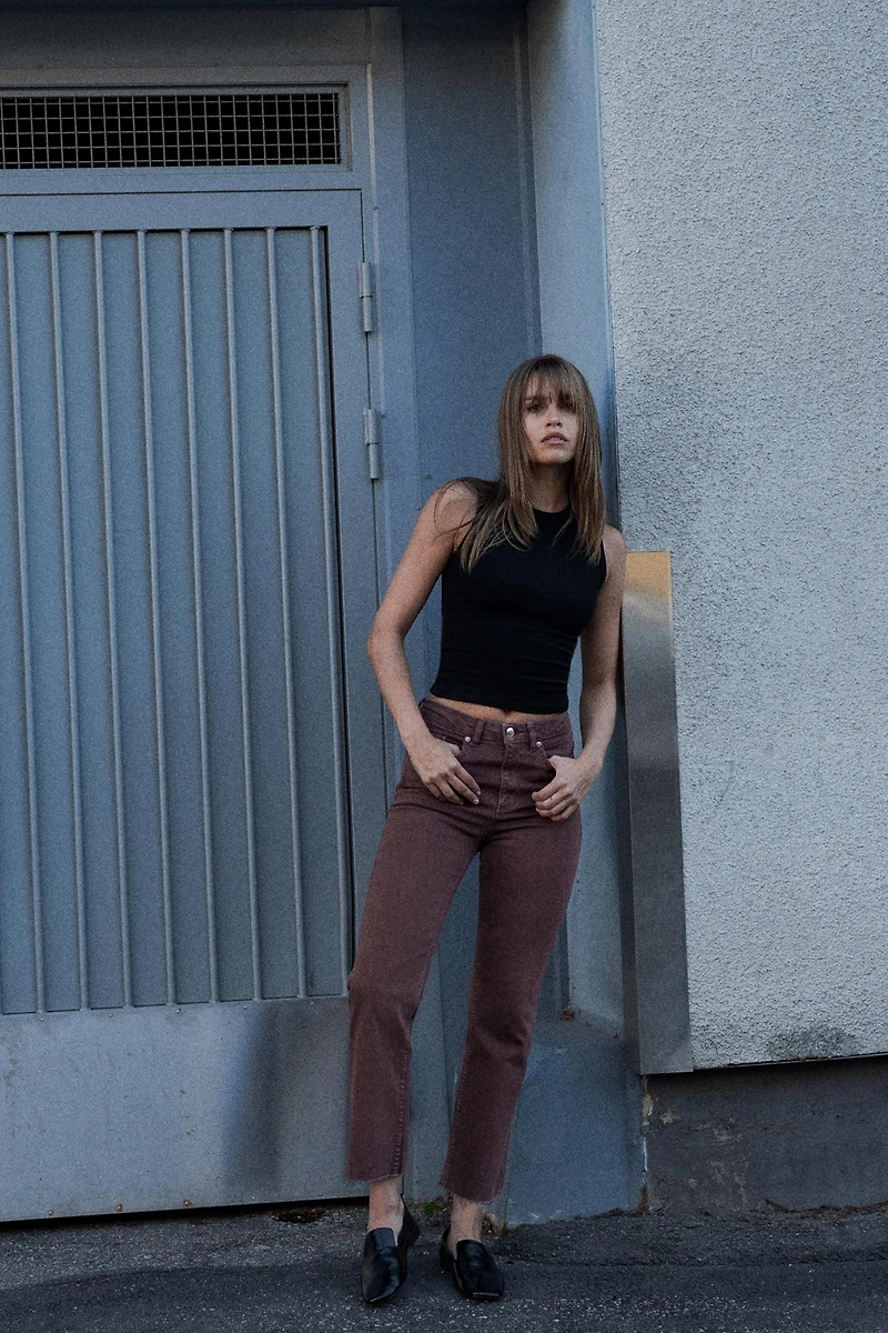 TRF HIGH-WAISTED CROPPED FLARE JEANS
