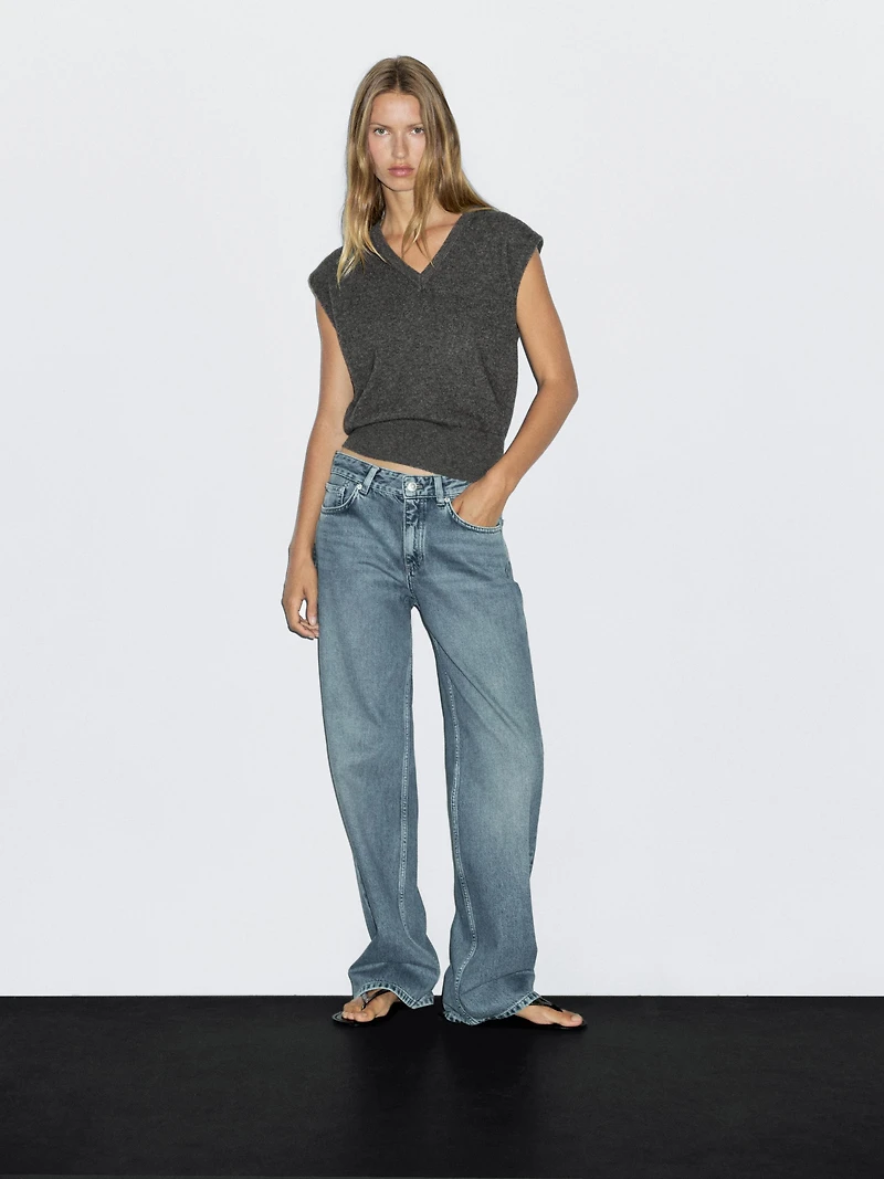 Veste sans manches en maille à col V