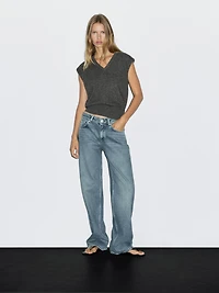 Veste sans manches en maille à col V