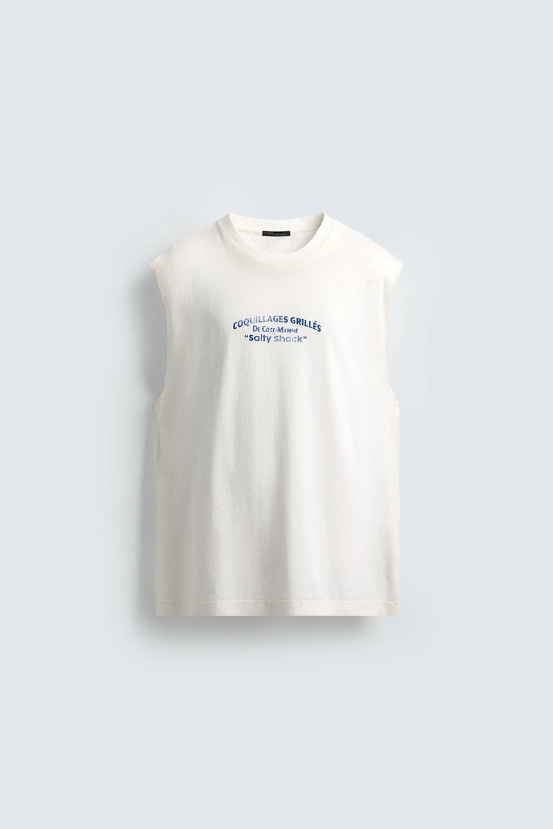 T-SHIRT DÉBARDEUR IMPRIMÉ DÉLAVÉ