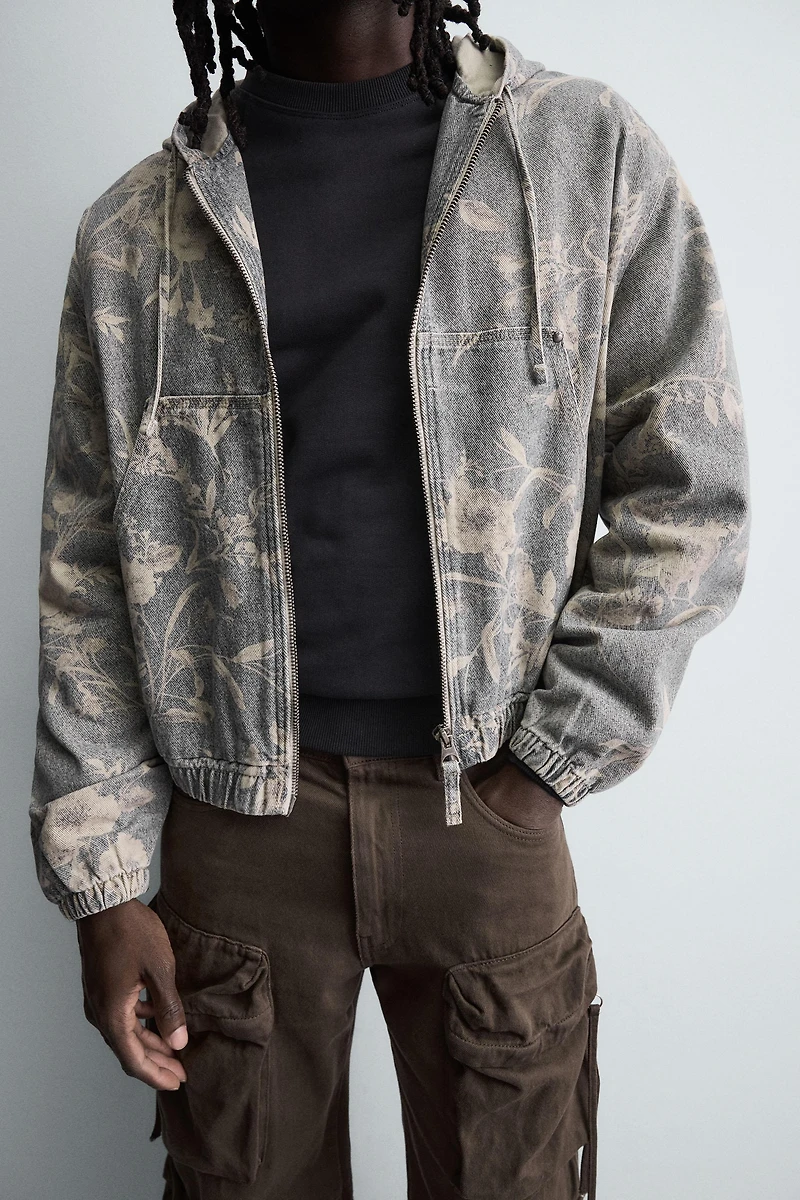 ABSTRACT PRINT DENIM JACKET