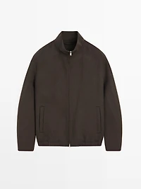 Wool blend high neck jacket