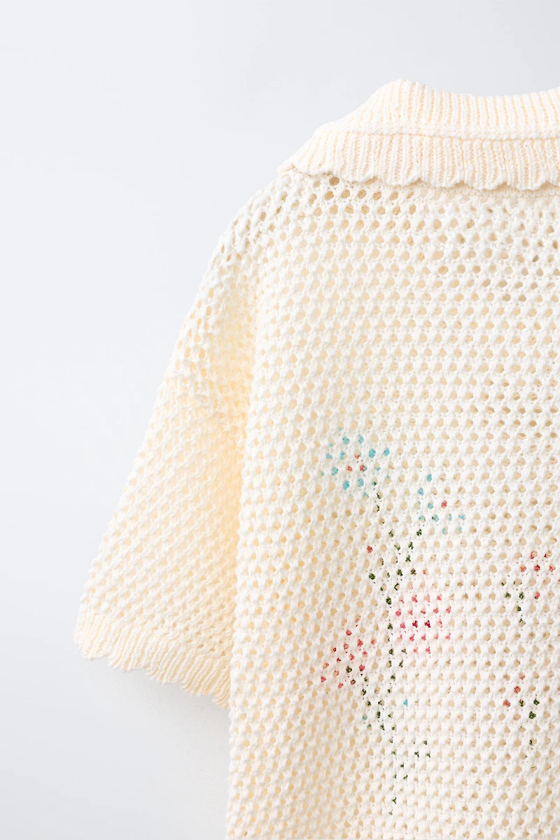 EMBROIDERED KNIT POLO SHIRT