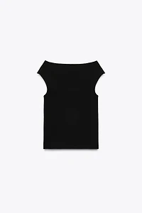 TOP COL BATEAU EN MAILLE UNIE