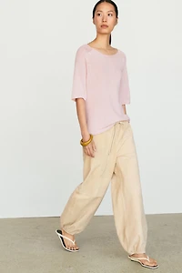 100% cotton boat neck knit sweater