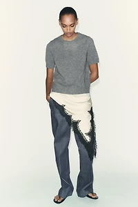 100% WOOL SHORT SLEEVE SWEATER