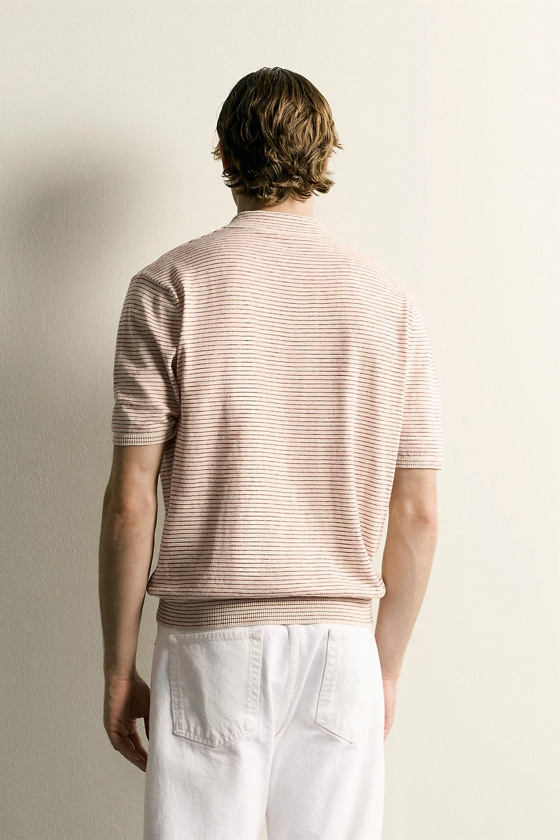 STRIPED JACQUARD KNIT POLO