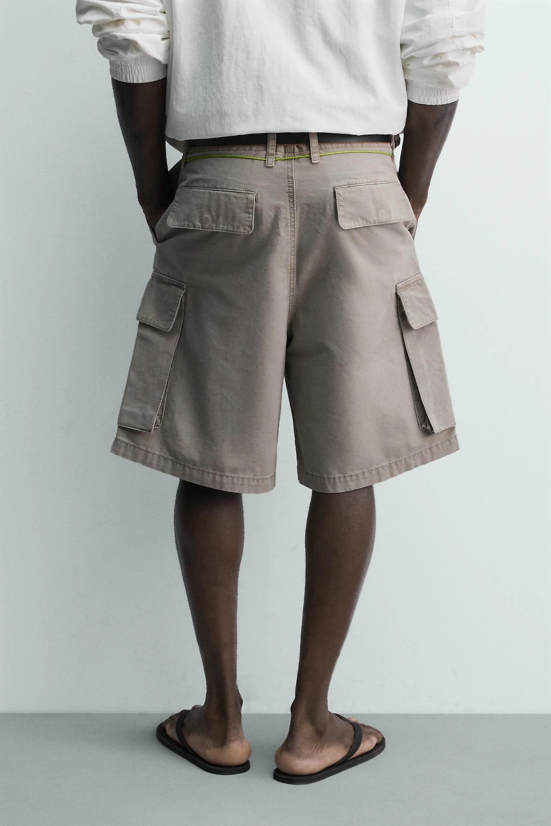 RELAXED FIT DRAWSTRING CARGO SHORTS