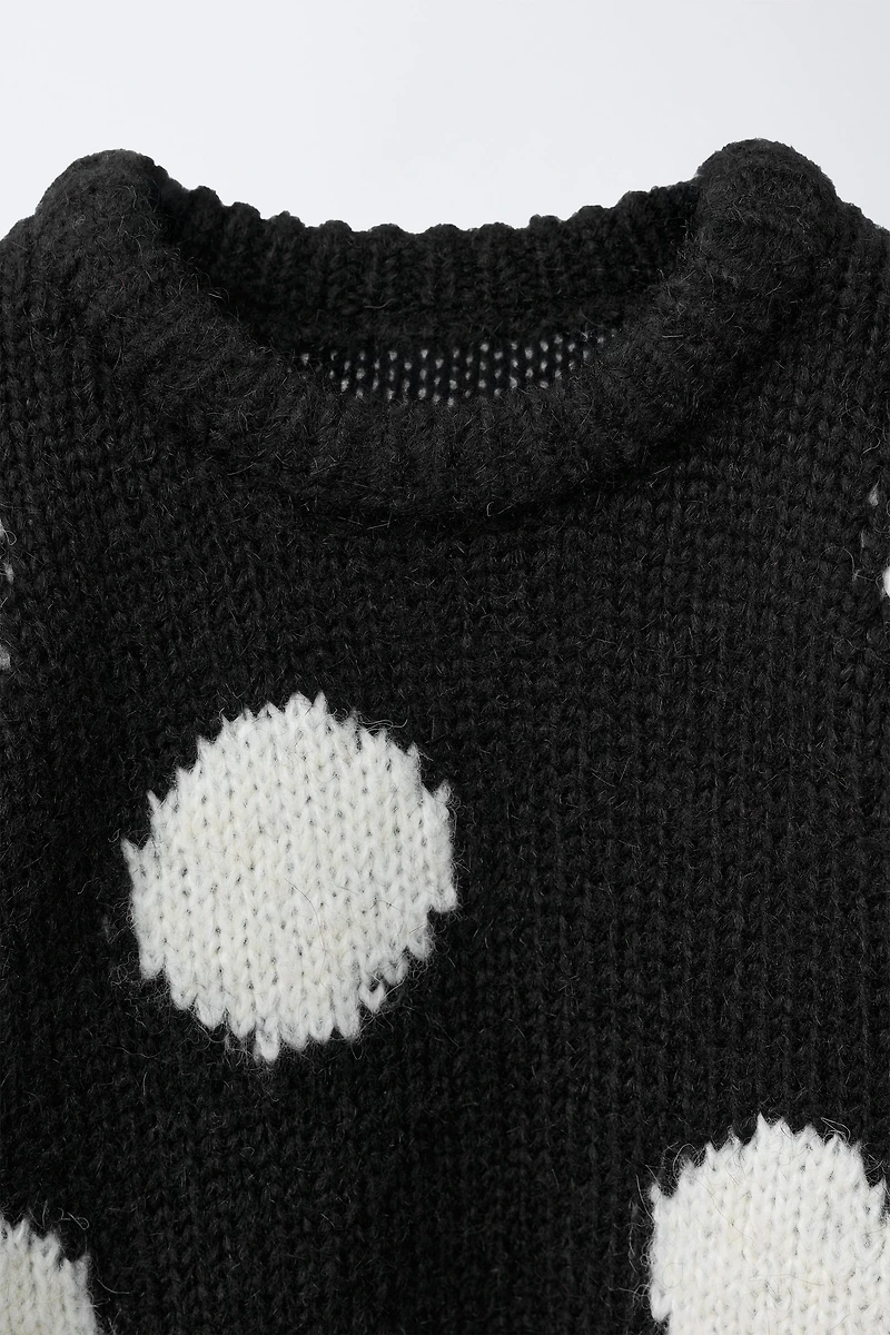 WOOL BLEND POLKA DOT KNIT SWEATER