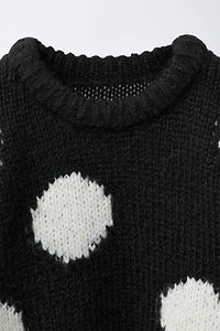 WOOL BLEND POLKA DOT KNIT SWEATER