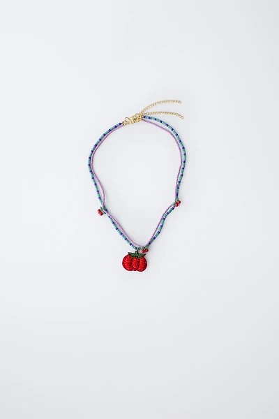 LOT DE DEUX COLLIERS FANTAISIE TOMATE
