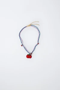 LOT DE DEUX COLLIERS FANTAISIE TOMATE