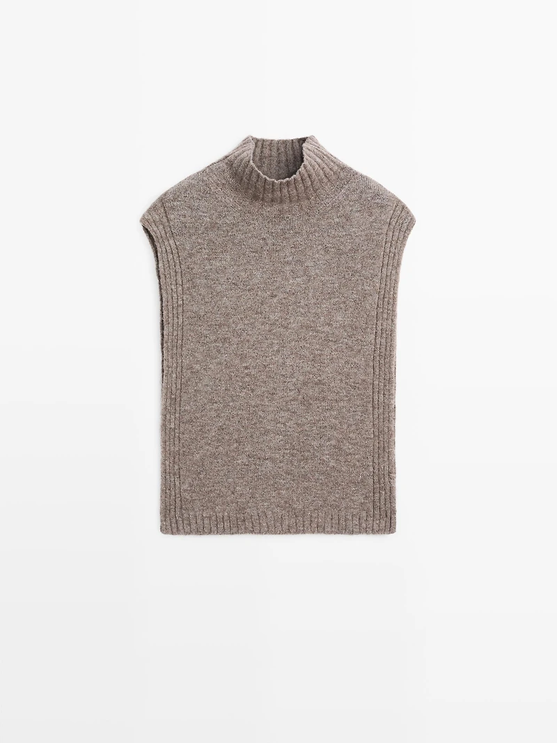 Sleeveless high neck sweater