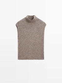 Sleeveless high neck sweater
