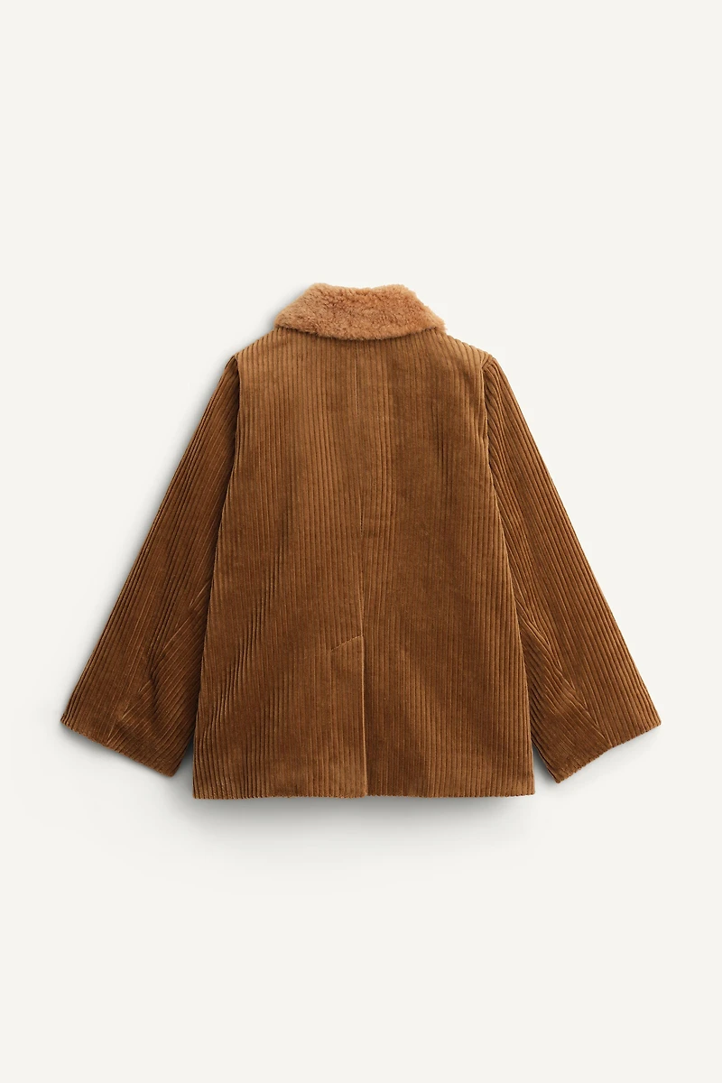 MANTEAU EN CORDUROY À COL EFFET FOURRURE ÉDITION LIMITÉE