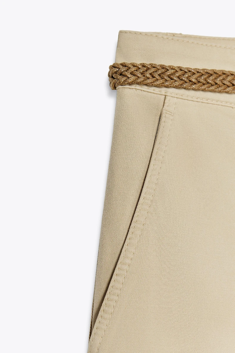 BRAIDED BELTED CHINO PANTS