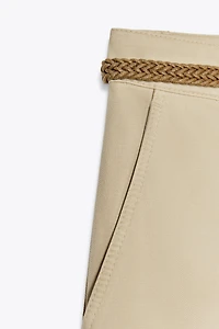 BRAIDED BELTED CHINO PANTS