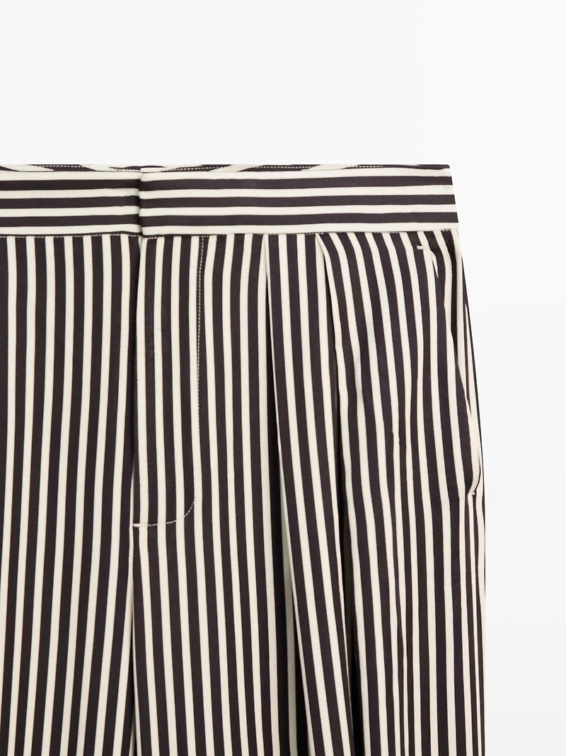 Striped draped pants with darts