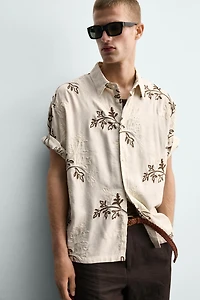 RELAXED FIT FLORAL EMBROIDERED SHIRT