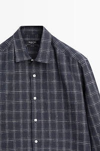 100% linen regular fit check shirt