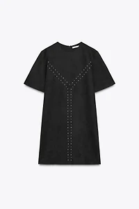 FAUX SUEDE STUDDED DRESS