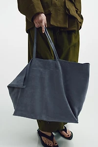 SAC MAXI SHOPPER EN CROÛTE DE CUIR