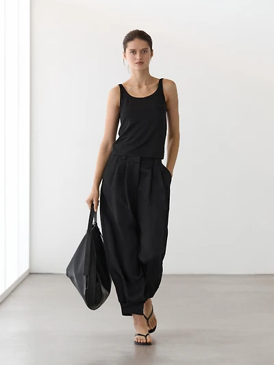 Linen blend strappy top