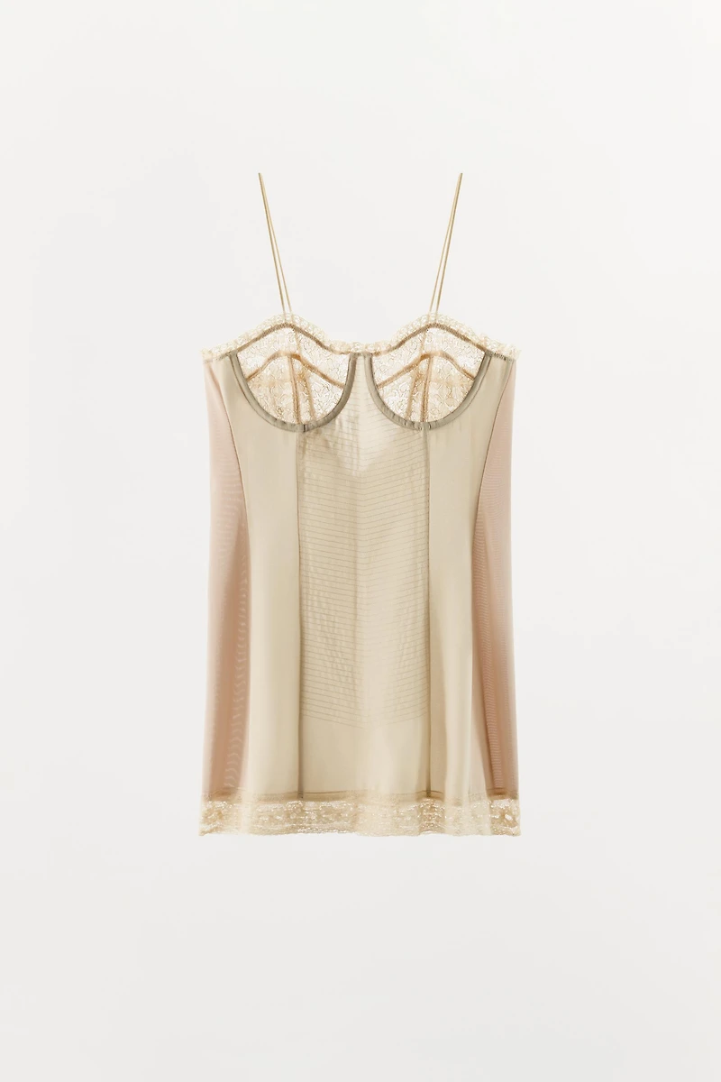 LACE UNDERWIRE MINI DRESS