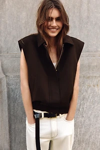 ELASTIC HEM SHOULDER PAD VEST