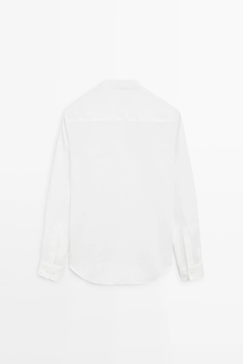 Chemise regular fit 100 % lin à col officier