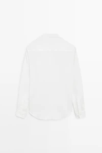Chemise regular fit 100 % lin à col officier