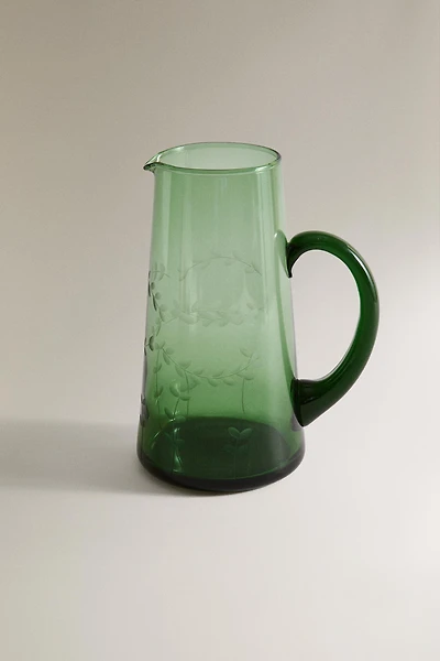 CHRISTMAS LEAF GLASS PITCHER