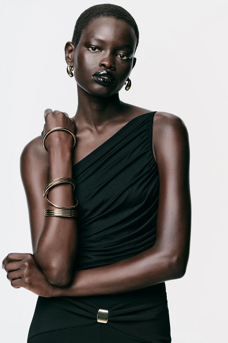 ASYMMETRIC DRAPED BODYSUIT