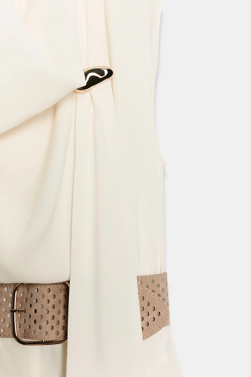 GOLD-TONE HARDWARE BELTED JUMPSUIT