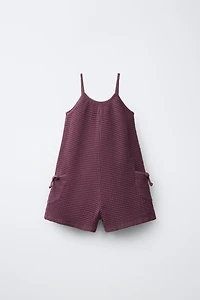 WAFFLE KNIT BOW ROMPER