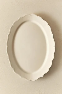 EARTHENWARE SERVING DISH WITH RAISED-DESIGN EDGE