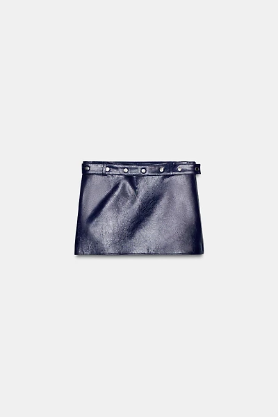 FAUX LEATHER STUDDED MINI SKIRT