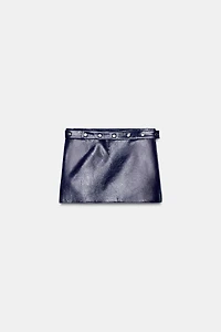 FAUX LEATHER STUDDED MINI SKIRT