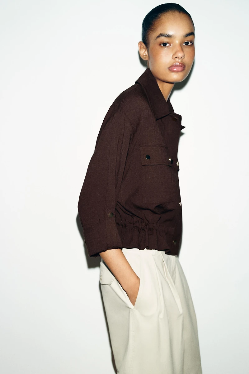 CROPPED ROLLED-SLEEVE JACKET