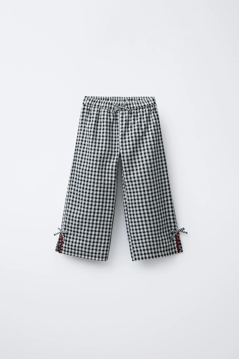 GINGHAM CULOTTES WITH WAVY TRIM
