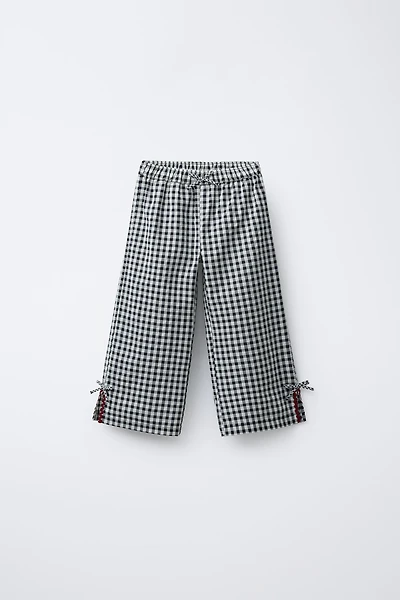 GINGHAM CULOTTES WITH WAVY TRIM