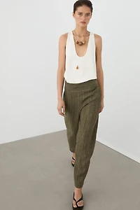 Pantalon avec ceinture large total look lin