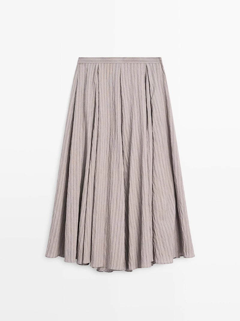 Striped flared midi skirt