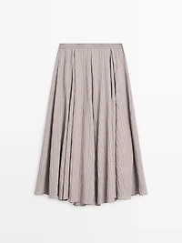 Striped flared midi skirt