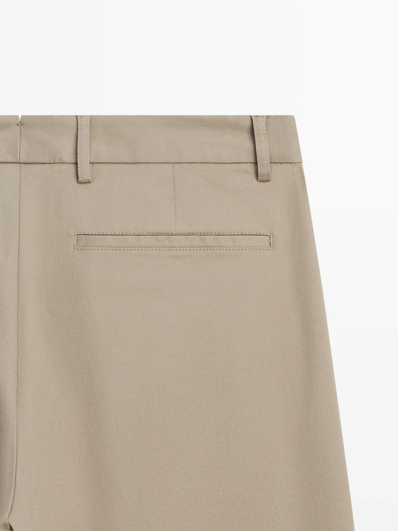 Cotton blend tapered fit trousers