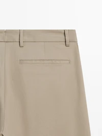 Cotton blend tapered fit trousers