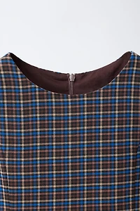 PLAID BELTED PINAFORE DRESS