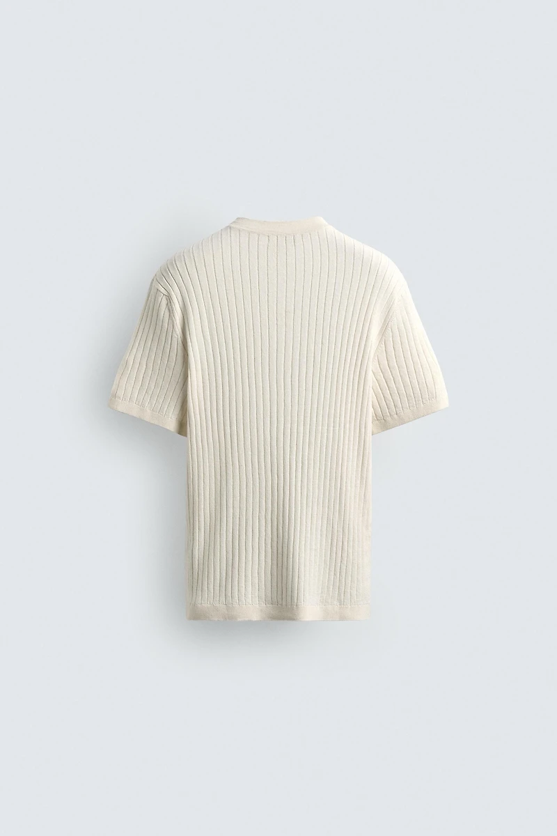 RIB KNIT HENLEY T-SHIRT