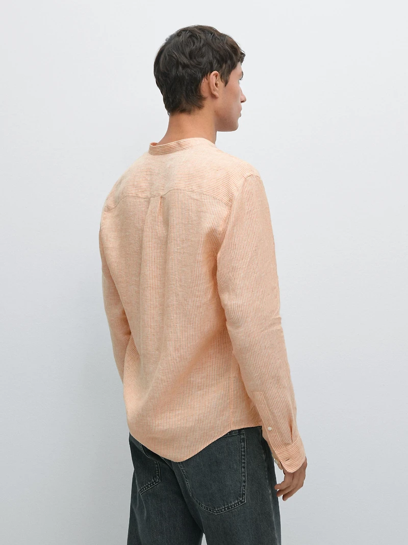 Chemise à rayures regular fit 100 % lin