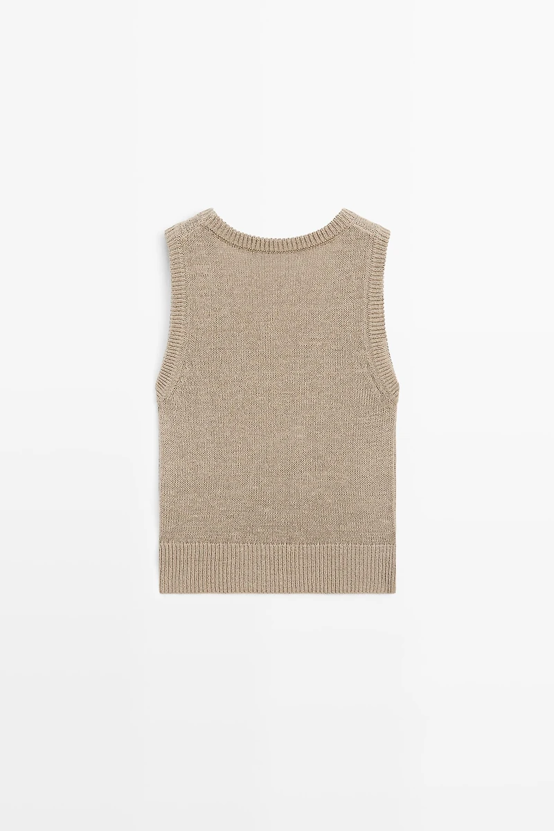 Cotton-blend ribbed knit vest